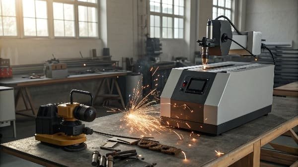 A laser welding machine repairing a precision mold